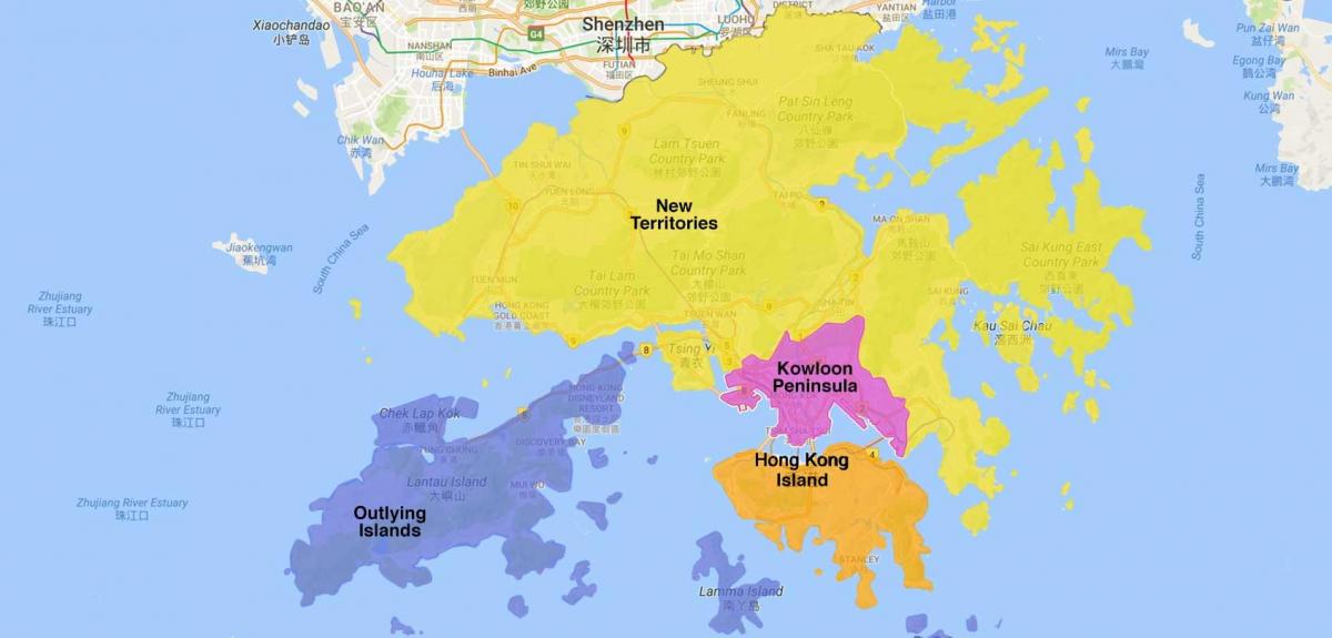 mappa dell'area di Hong Kong