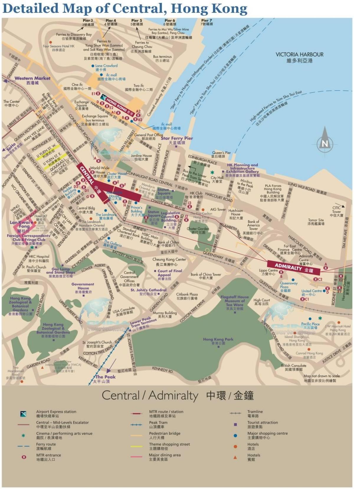 Centrale di Hong Kong la mappa