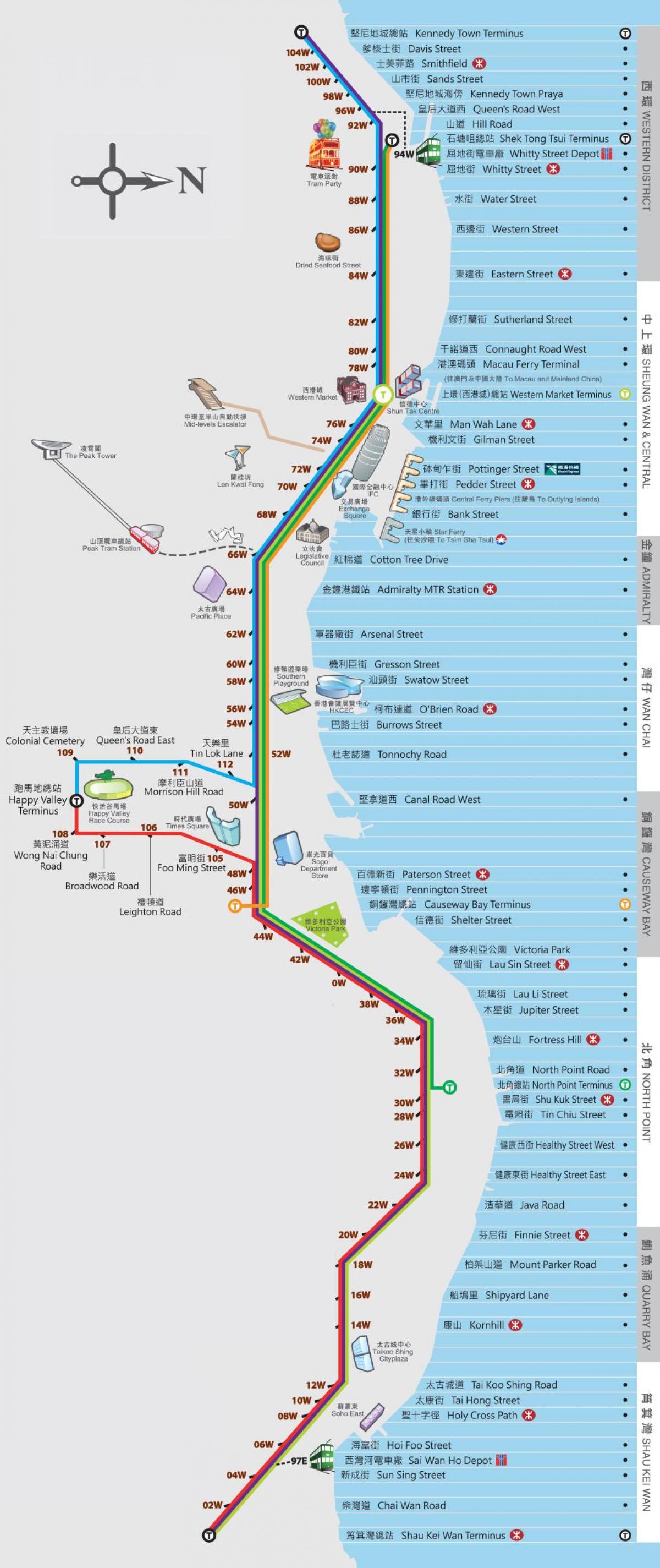 Hong Kong ding ding tram mappa