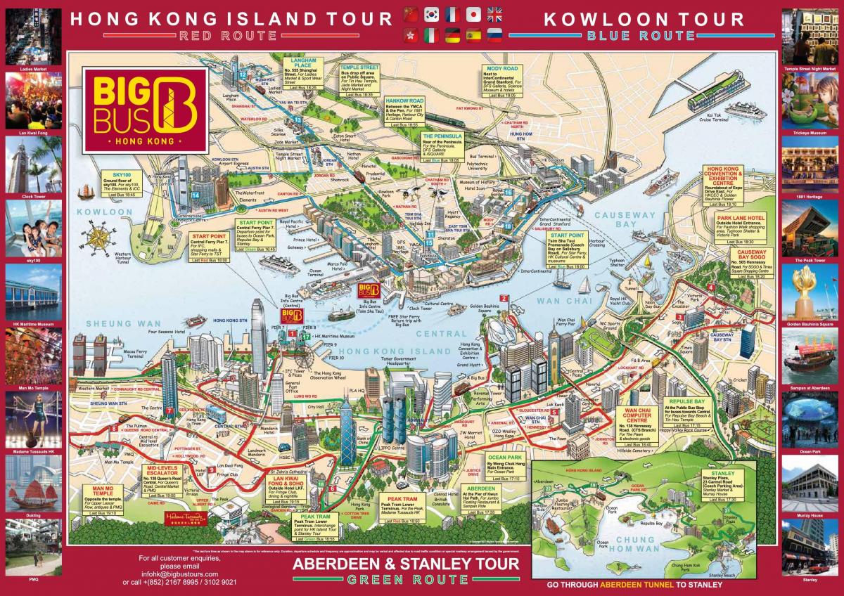 hop on hop off bus di Hong Kong la mappa