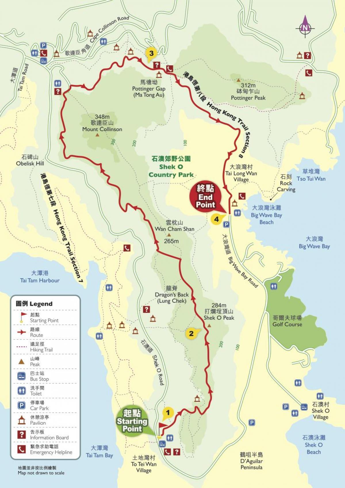 mappa dei sentieri di Hong Kong