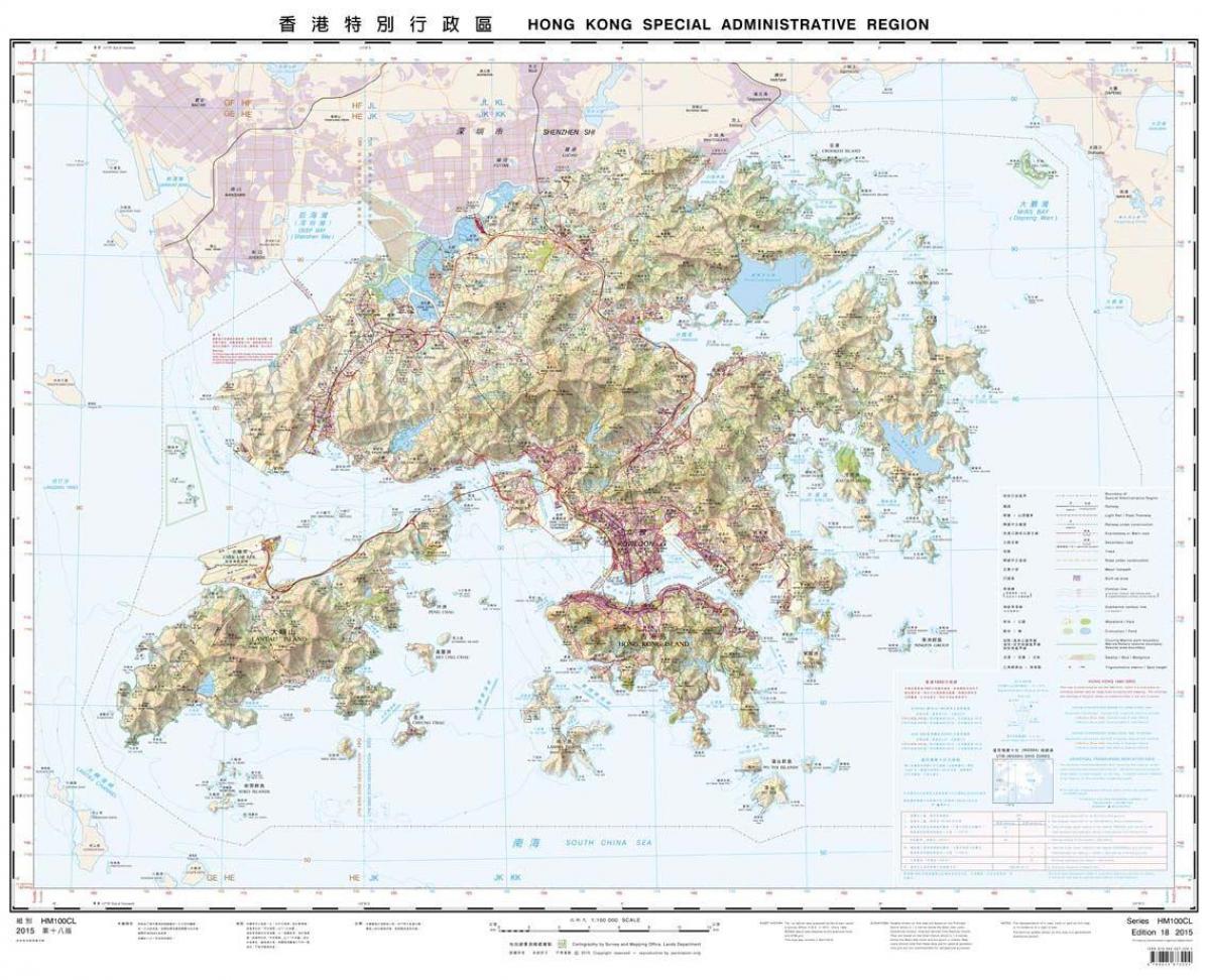 mappa topografica di Hong Kong
