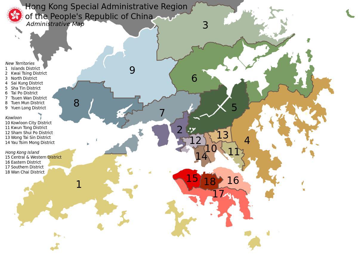mappa di Hong Kong quartieri