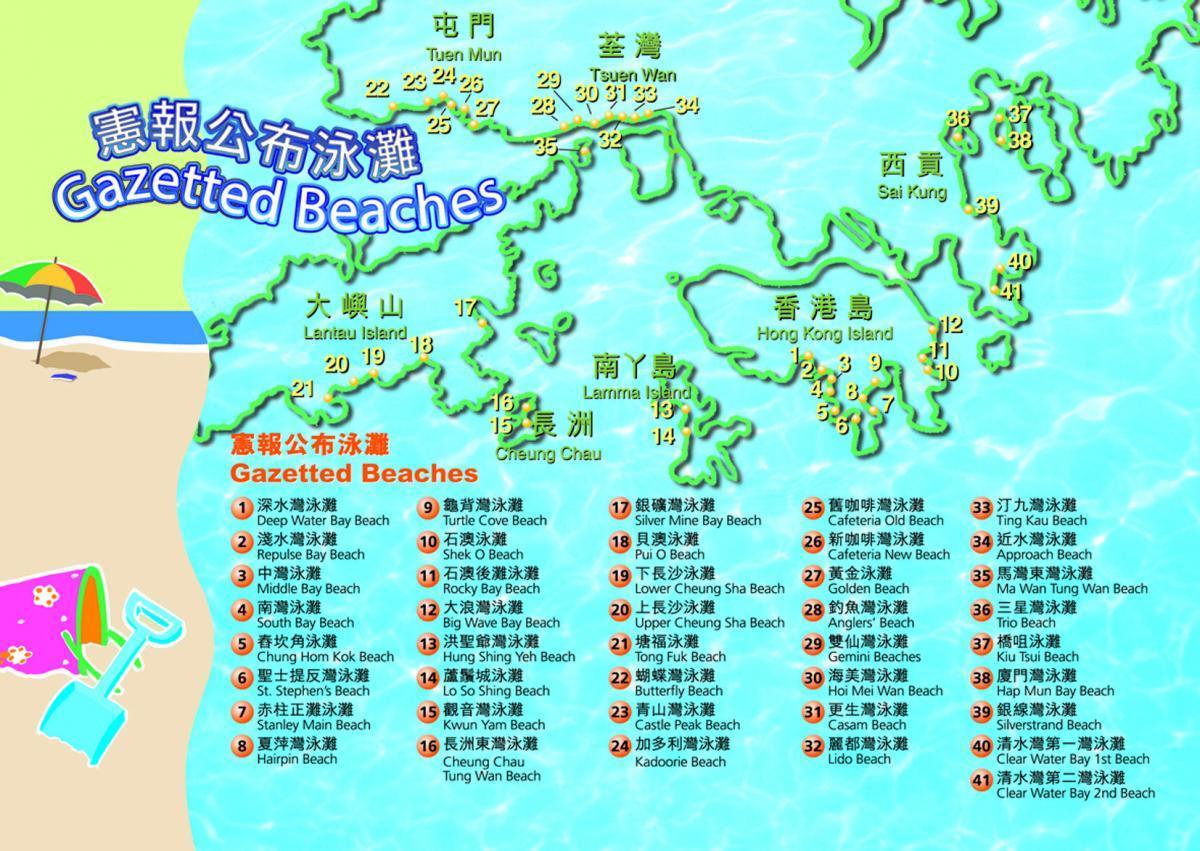 mappa di Hong Kong spiagge