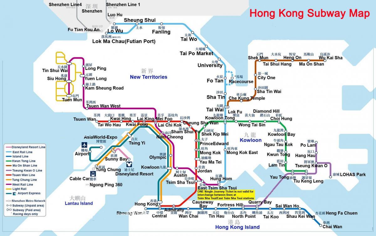 mappa della metropolitana di Hong Kong