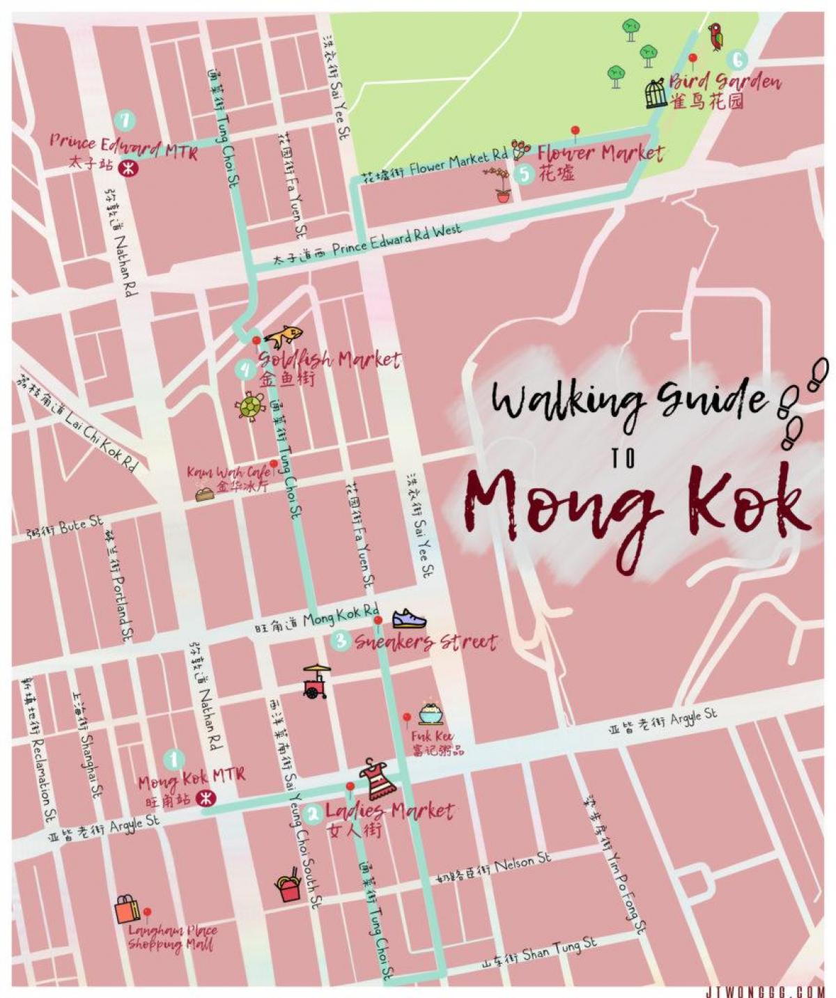 mappa di Mong Kok di Hong Kong