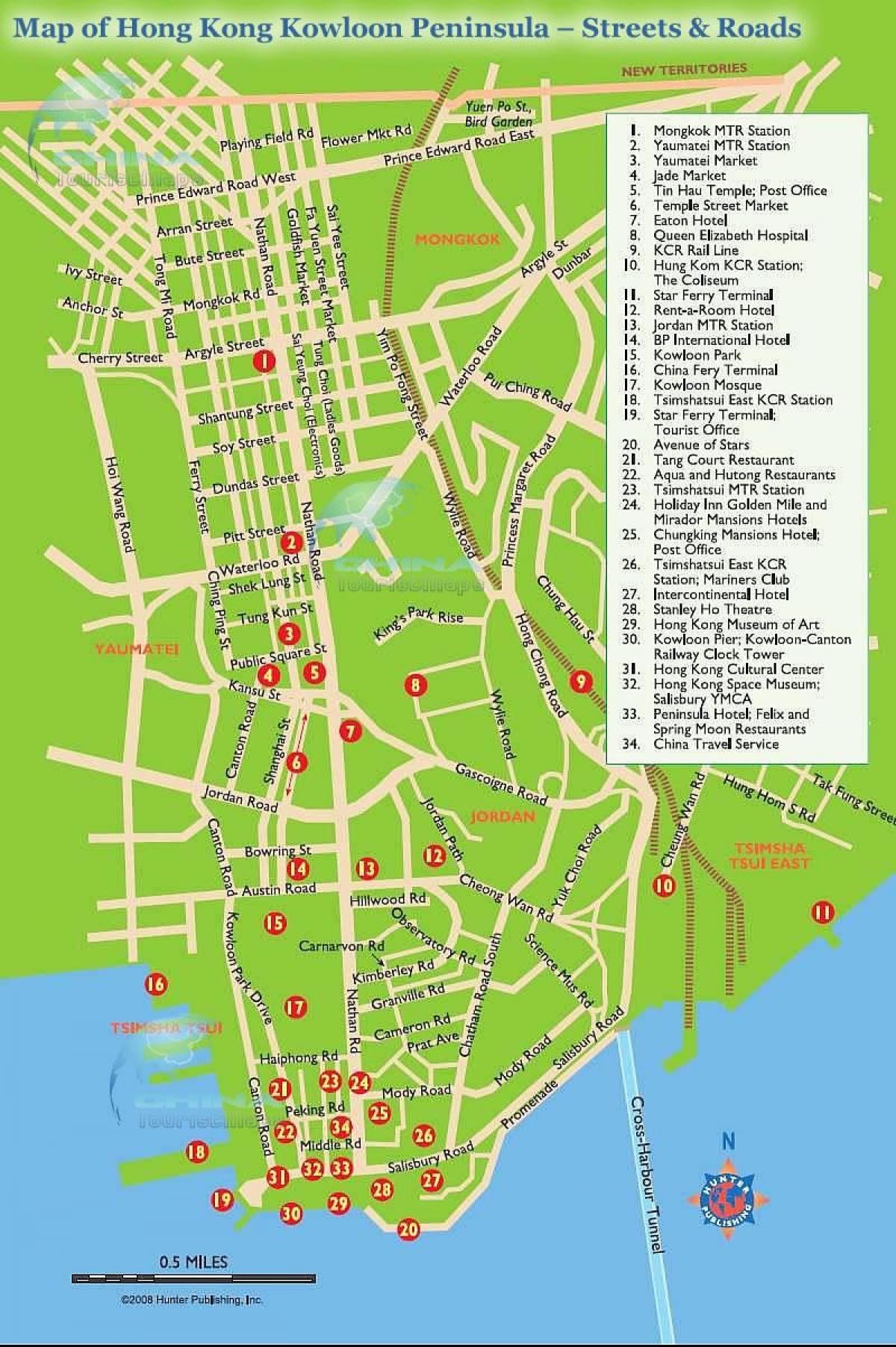 mappa di Nathan road, Hong Kong