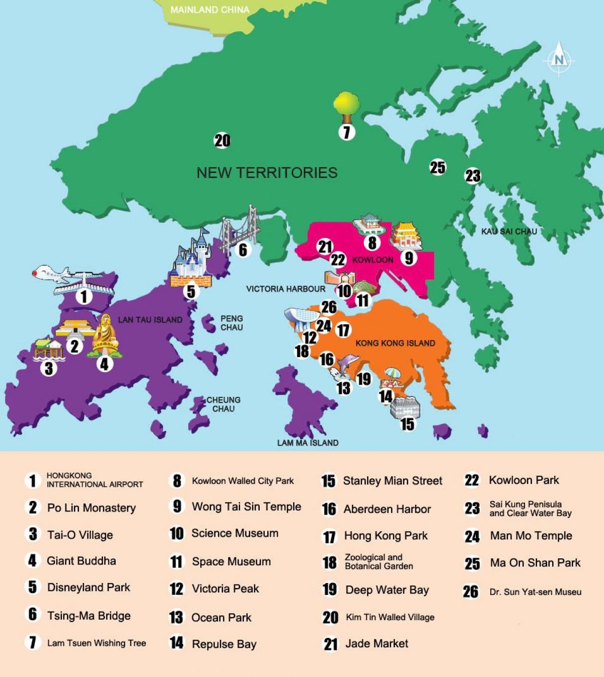 mappa di nuovi territori di Hong Kong