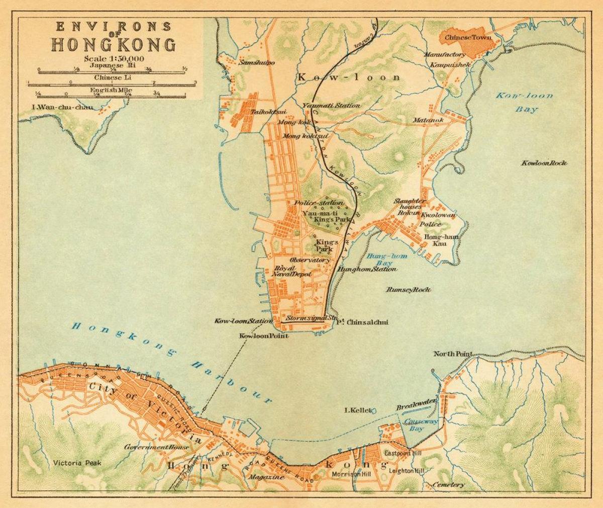 vecchia mappa di Hong Kong