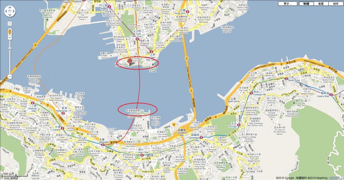mappa di victoria harbour di Hong Kong