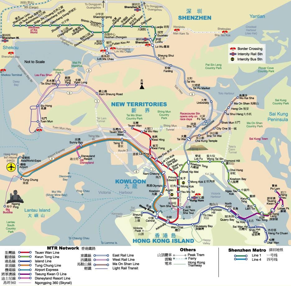 MTR Hong kong la mappa