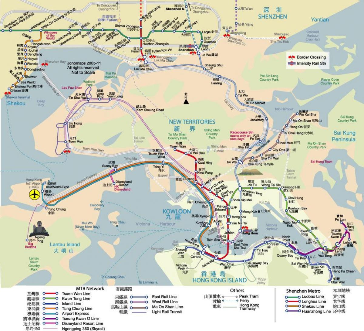 mappa di Hong Kong di transito